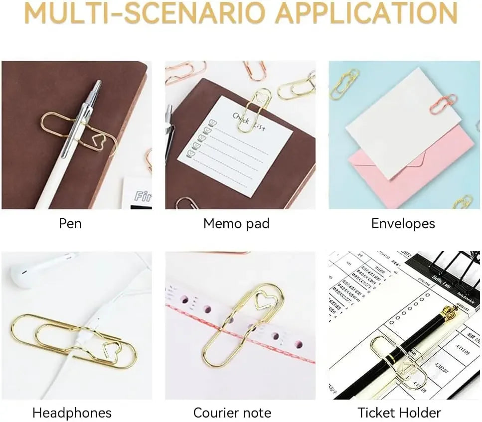 Heart-Shaped Metal Pen Clips for Notebooks and Journals