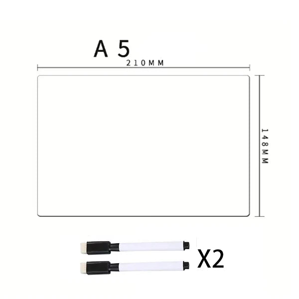 A5 size flexible magnetic dry erase board with two magnetic strips