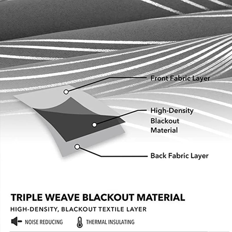 Silver Wave Pattern Blackout Curtains with Thermal Insulation and Noise Reduction