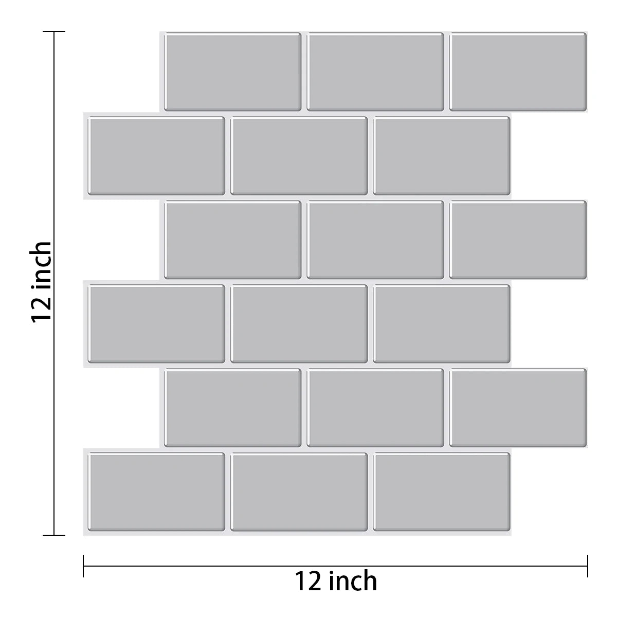 A rectangular mosaic of light gray self-adhesive tile stickers for kitchen or bathroom decoration.