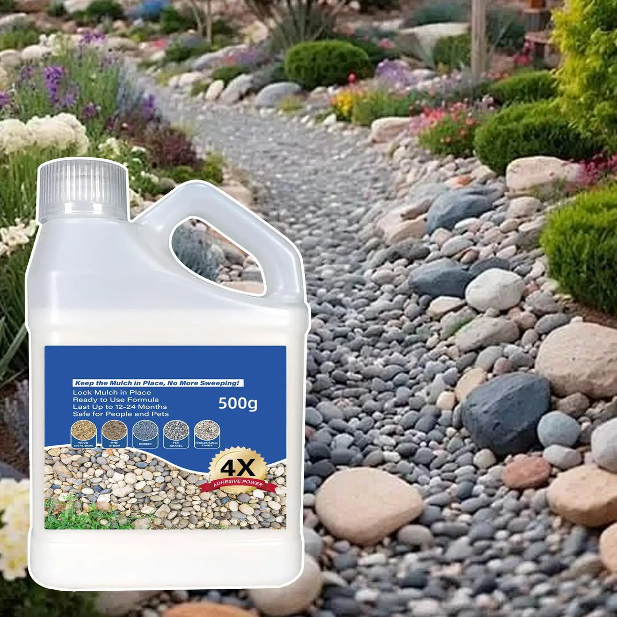 Pea Gravel & Rock Adhesive - Fast-Drying Stone Glue for Outdoor Landscaping