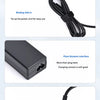 Details of a universal laptop power adapter showing binding velcro, plum blossom interface, and a solid tail card.