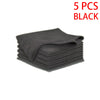 A stack of five black ultra-fine microfiber cleaning cloths.