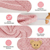 Pink microfiber hair towel wrap featuring an elastic pull ring design and durable buttons.