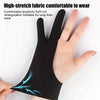 Black two-finger anti-touch drawing gloves shown on a hand, highlighting the fabric and design.