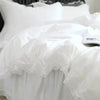 Luxury White Cotton Duvet Cover with Ruffle Lace Trim
