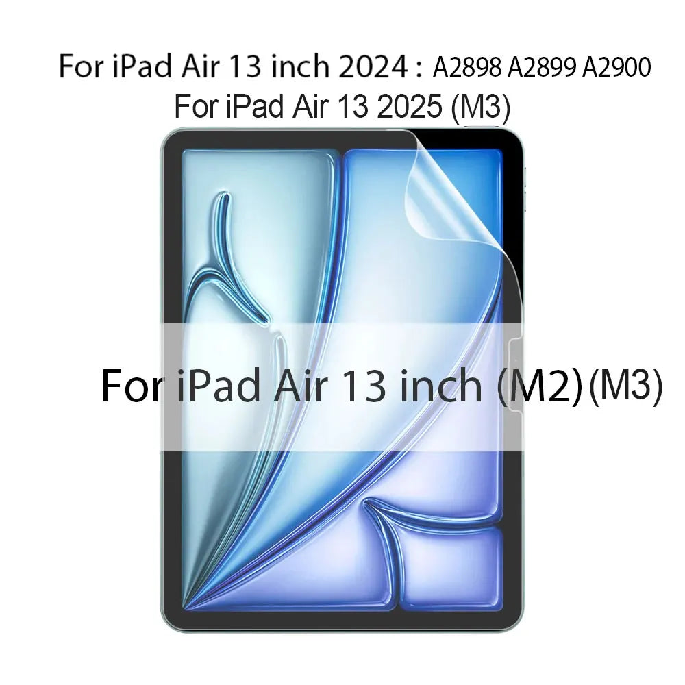 A close-up view of a paper-feel matte screen protector for an iPad Air 13 inch.