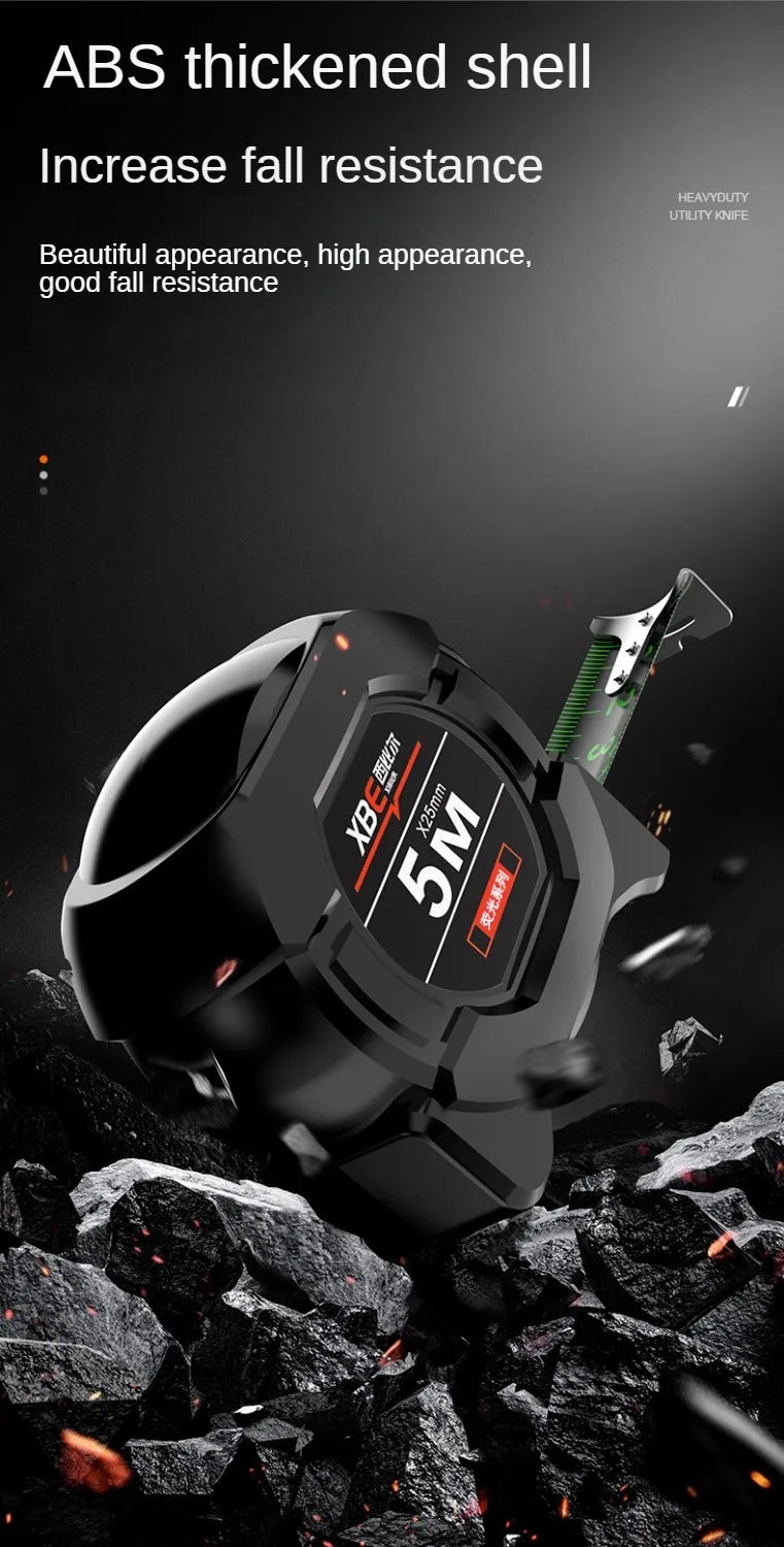 5m Fluorescent Steel Tape Measure with Self-Locking Mechanism