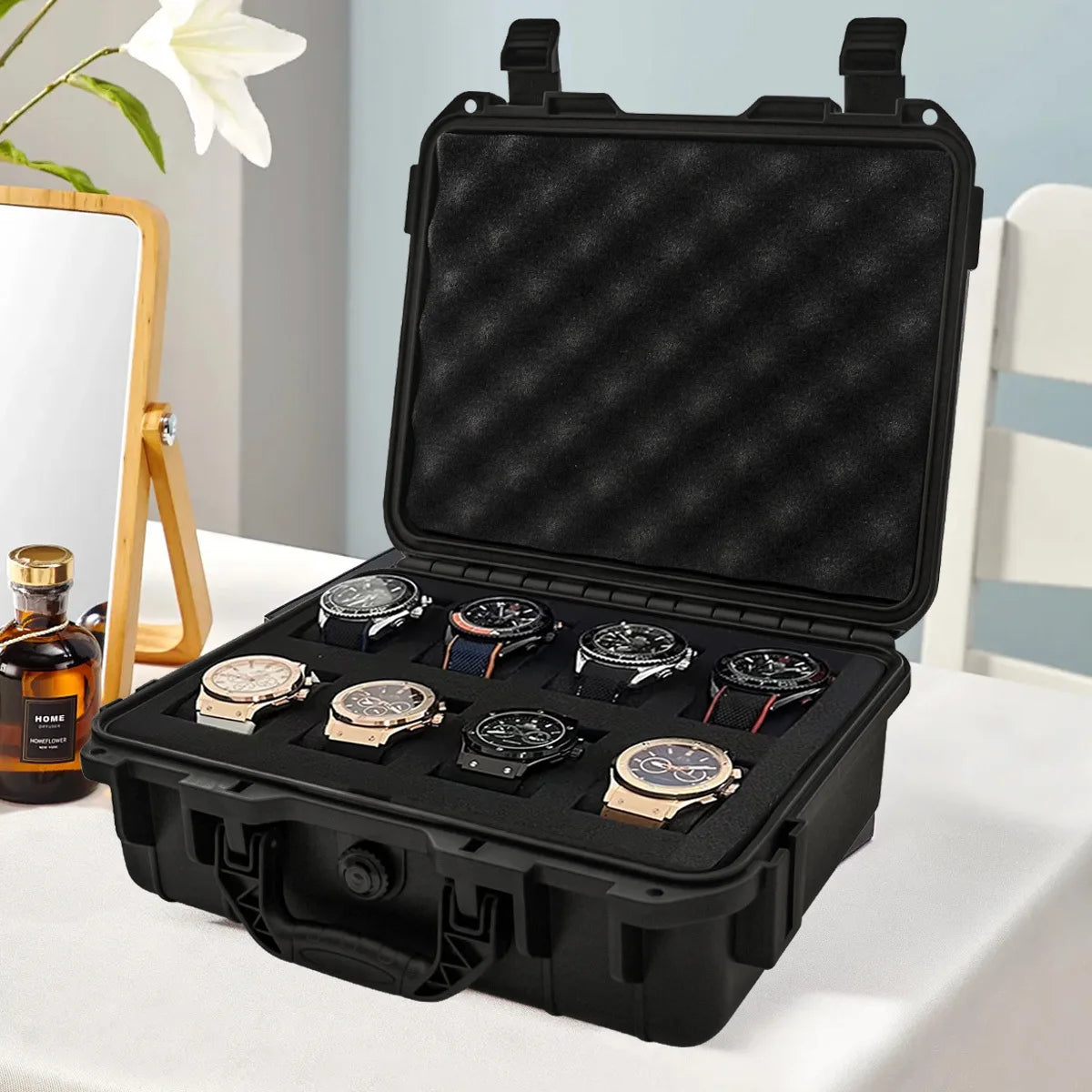 Waterproof Watch Storage Case with Protective Foam Inserts
