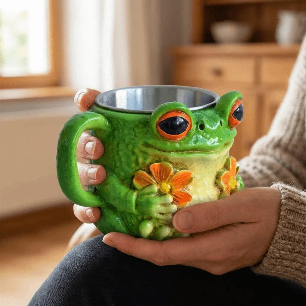 Niedlicher Harzfrosch Blumenmuster-Tasse