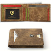 Slim RFID Blocking Leather Card Holder Wallet with Geometric Pattern