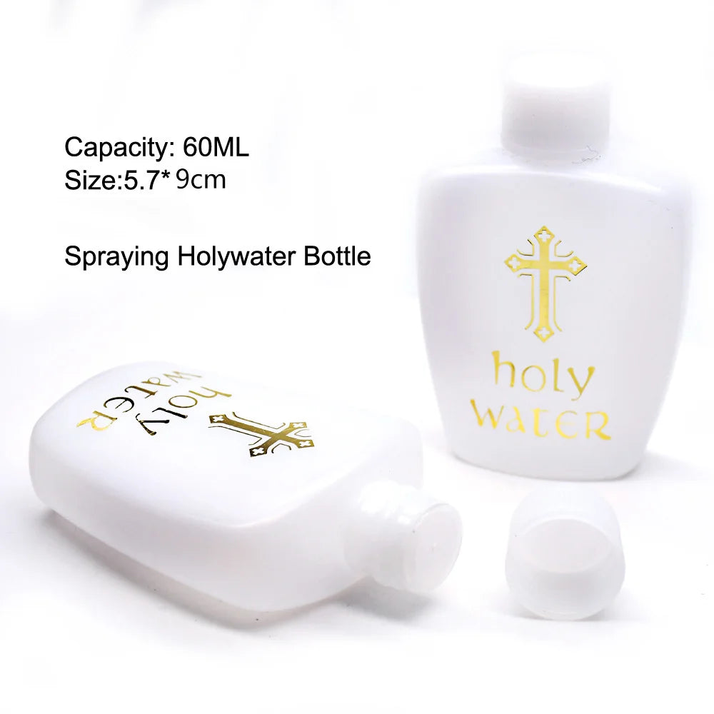 Easter Holy Water Bottle with Gold Cross Design