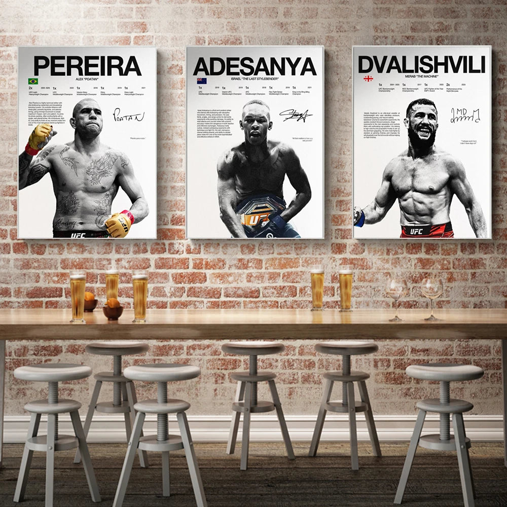 UFC Fighter Canvas Wall Art - MMA Boxing Poster for Gym & Man Cave Decor