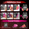 Installation steps and package contents for a full face respirator mask including filters and cartridge filter