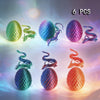 Six colorful 3D printed dragon egg and figurine set featuring green, blue, purple, and orange textures.