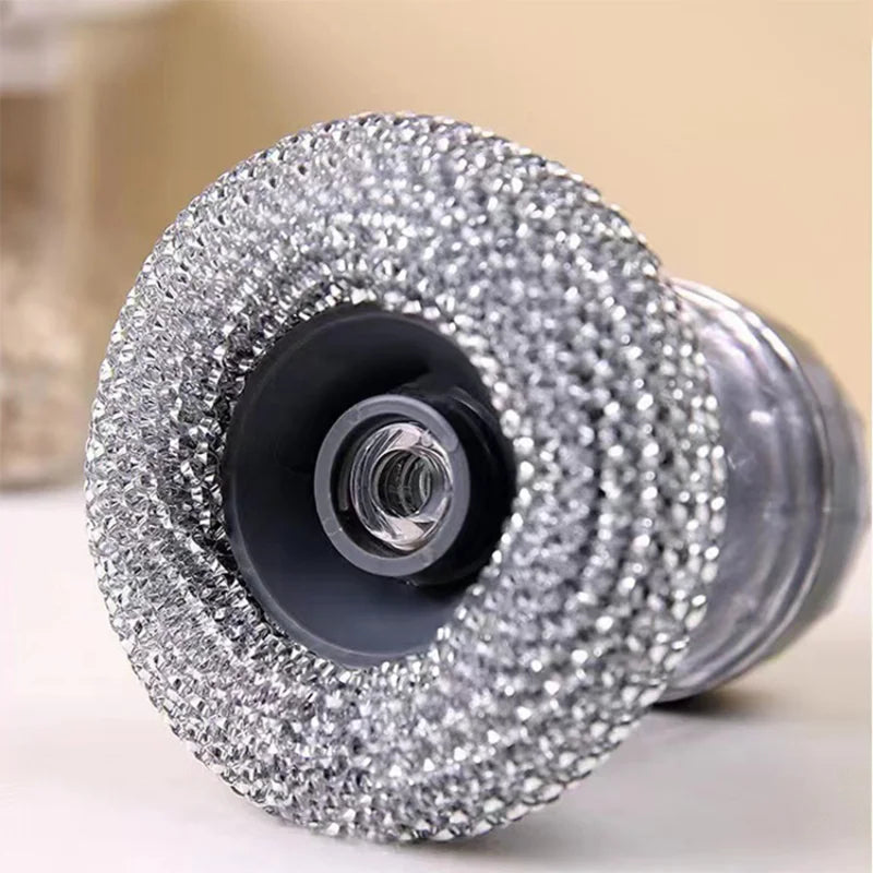 Silver press dish brush with built-in soap dispenser