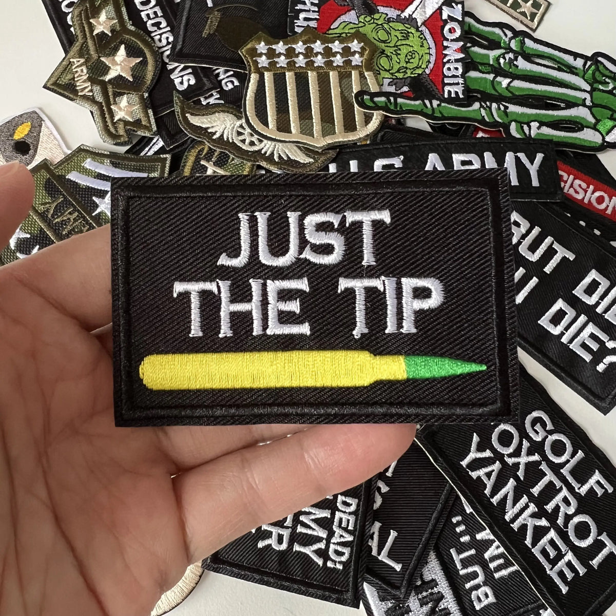 Tactical Military Iron-On Patch with Slogan – Embroidered Badge for DIY Clothing