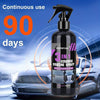 Spray de revêtement céramique Prepinfoam sur une voiture argentée, mettant en valeur son usage pour un nettoyage rapide et br