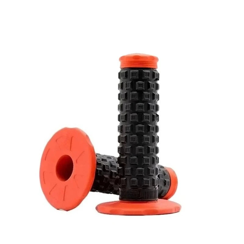 Orange and black motorcycle handlebar grips for dirt bikes