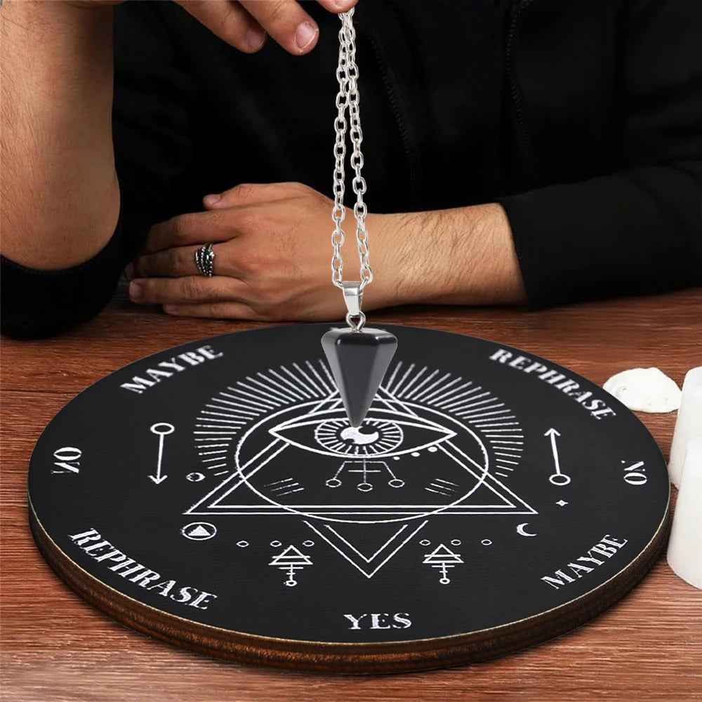 Wooden Divination Pendulum Board with Crystal Necklace