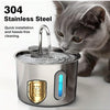 Stainless Steel Cat Water Fountain with LED Light