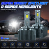 A set of Super Bright Spotlight D Series headlights installed on a car, highlighting improved nighttime visibility.