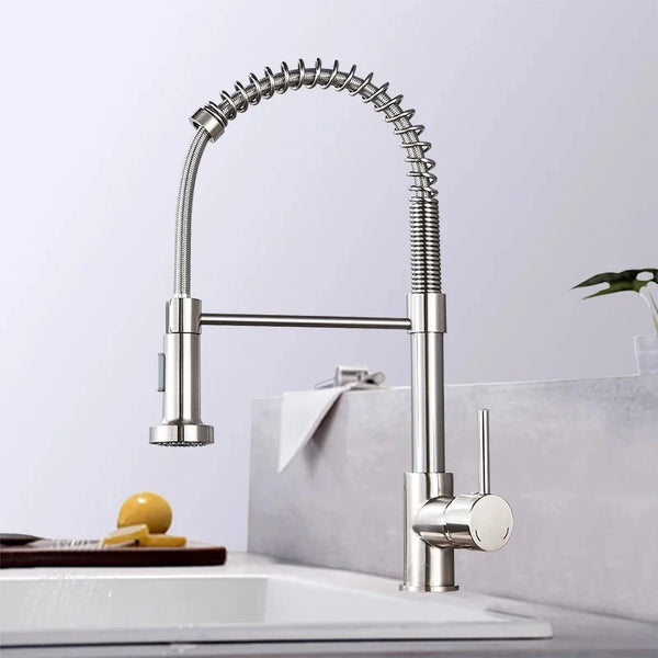 Matte Black Pull-Down Kitchen Faucet with Dual-Mode Spray Head