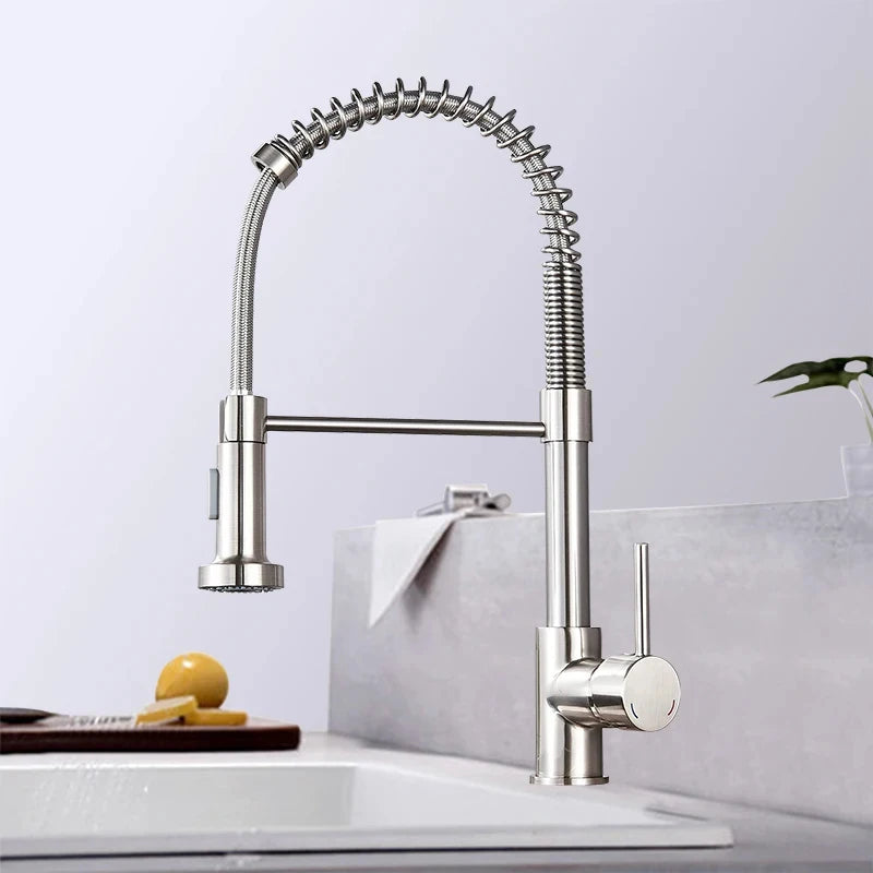 Matte Black Pull-Down Kitchen Faucet with Dual-Mode Spray Head