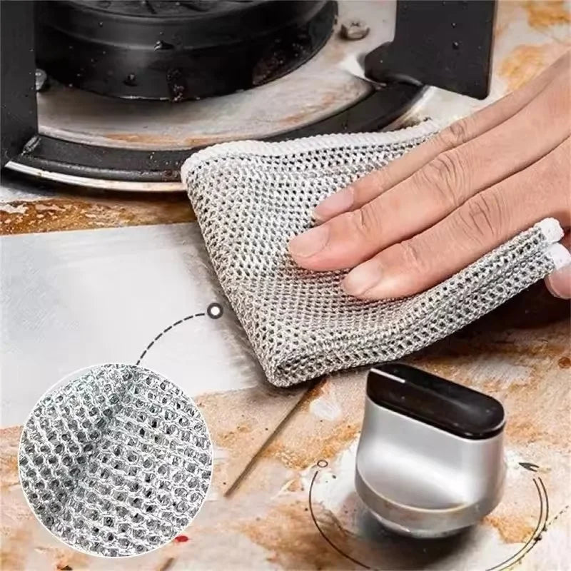 Heavy-Duty Microfiber Cleaning Cloths with Steel Mesh