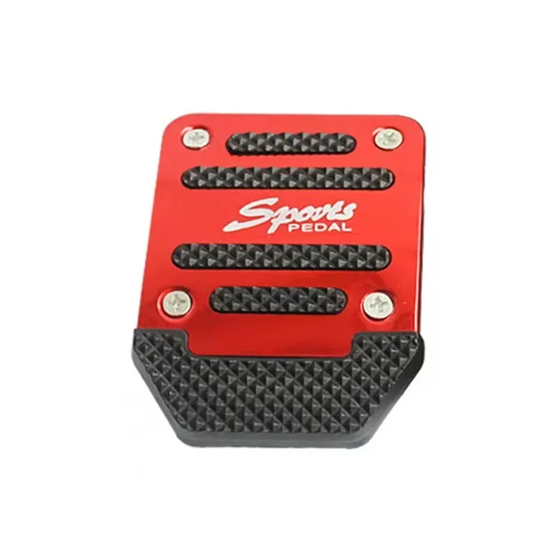 Red non-slip aluminum pedal covers kit for manual transmission cars