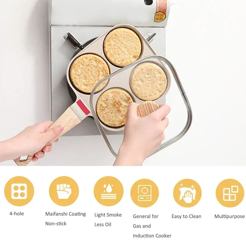 4-Hole Nonstick Omelet Pan with Lid