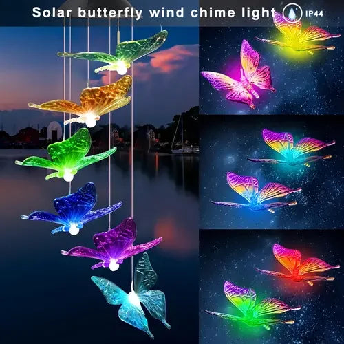 Solar-Schmetterlings-Windspiel mit Farbwechsel-Licht