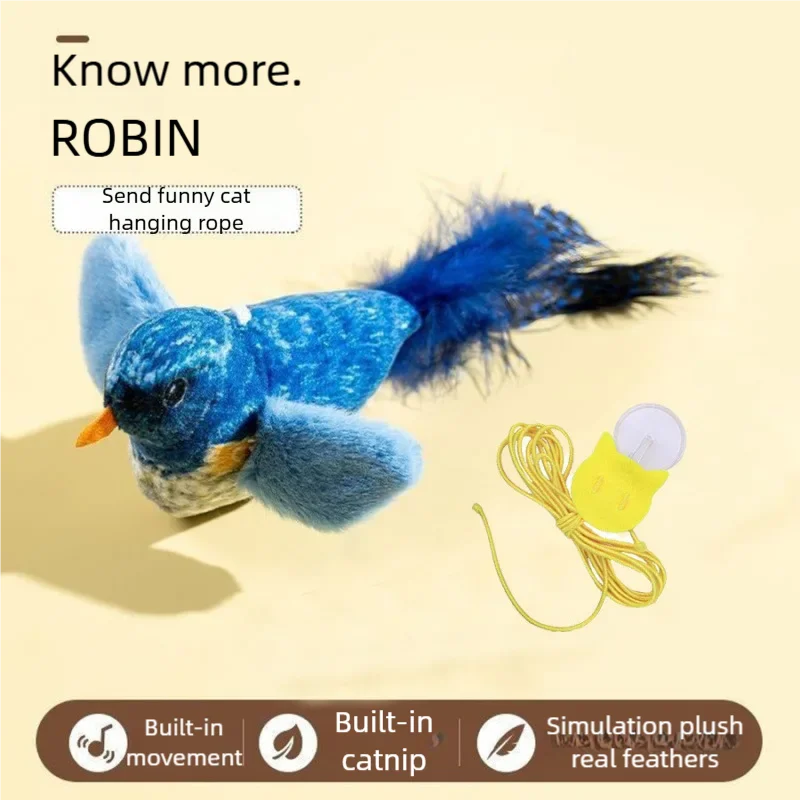 Interactive Plush Bird Cat Toy with Sound and Catnip