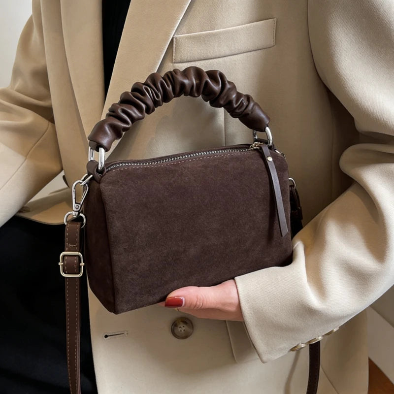 Suede-Style Crossbody Shoulder Bag