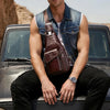 Men's Genuine Leather Sling Backpack with USB Charging Port