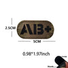 Tactical glow-in-the-dark blood type patch with hook and loop backing
