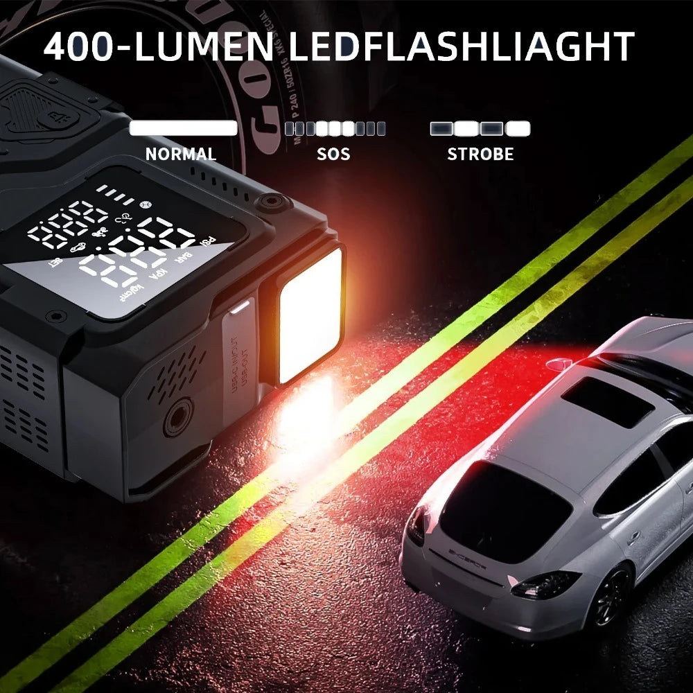 6-in-1 Portable Jump Starter with Air Compressor and LED Light