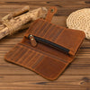 Vintage Leather Bifold Wallet with Metal Chain