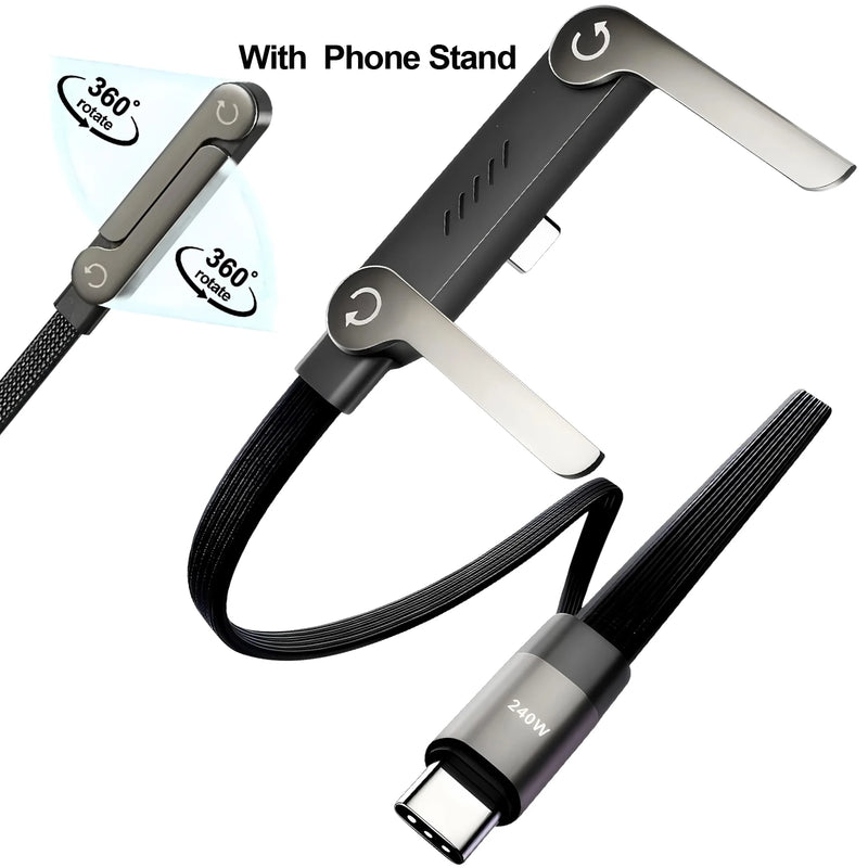 240W Fast Charging Cable with Pop-Up Phone Stand