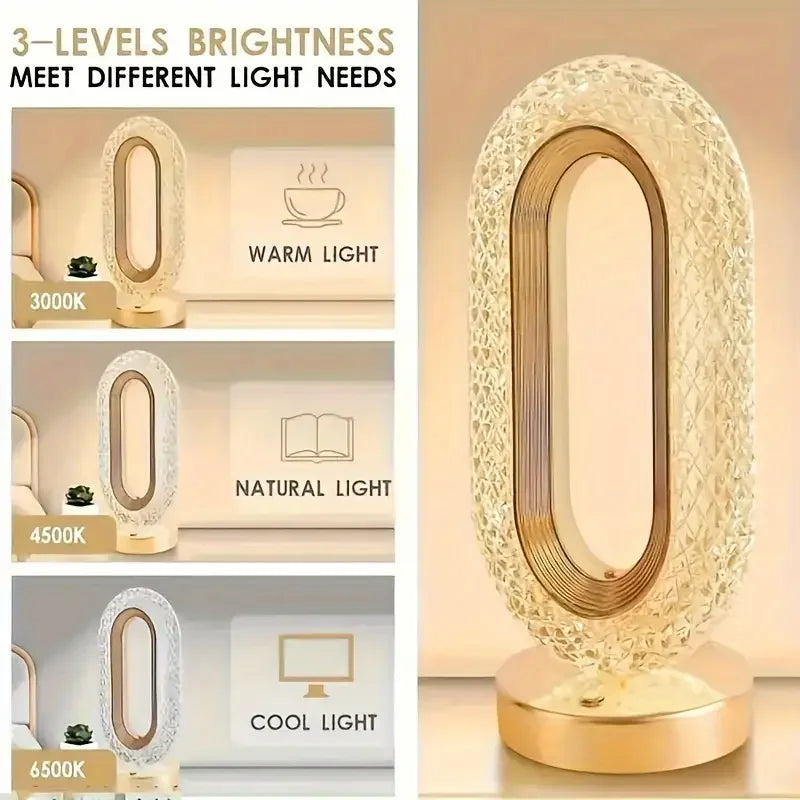 Lampe de Bureau Rechargeable USB en Cristal