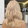 Perruque Bob à Frange en Dentelle Blonde Dorée avec Racines Brunes