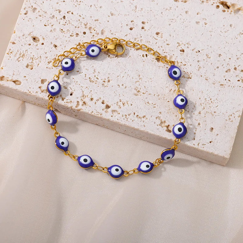 Evil Eye Charm Bracelet in Stainless Steel