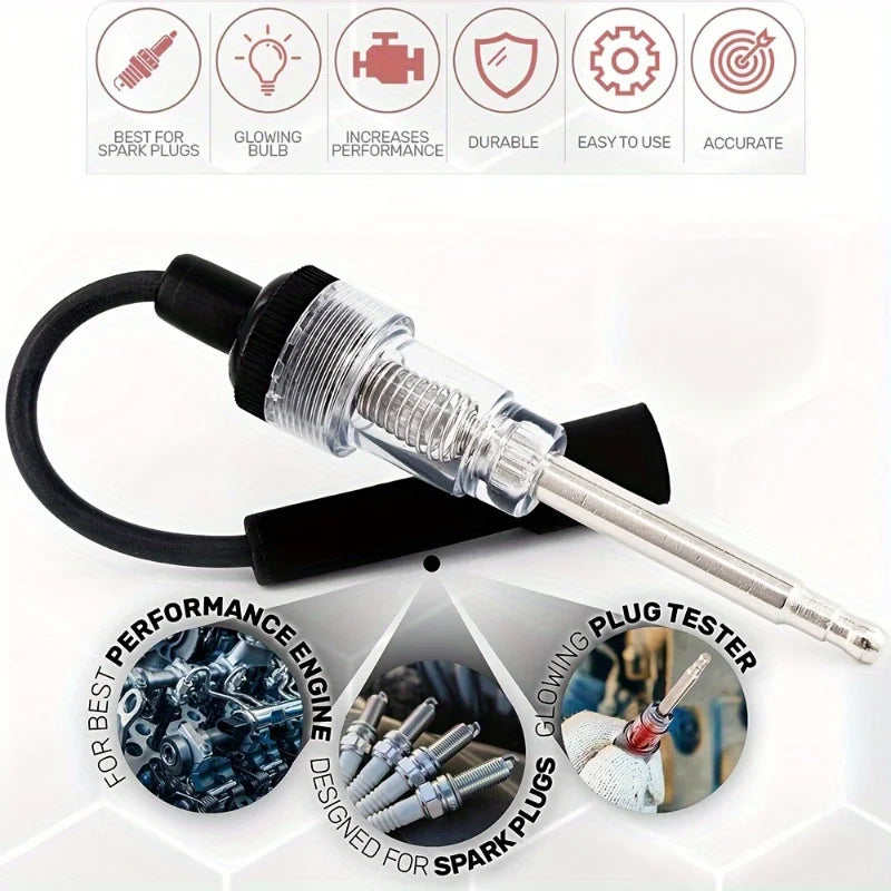 Automotive spark plug ignition tester with diagnostic gauge and various testing features