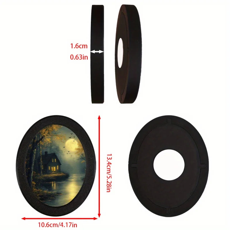 Moonlit Rain Cabin Oval Photo Frame