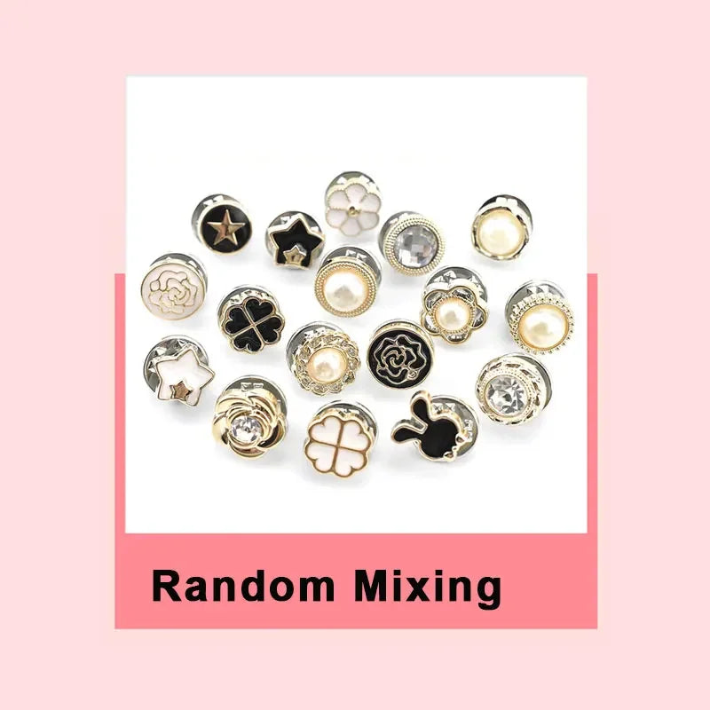Pearl Rhinestone Brooch Pins with Secure Clasp (Set of 10)