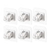 A set of white adhesive curtain rod hooks designed as a nail-free clamp for showers and storage.