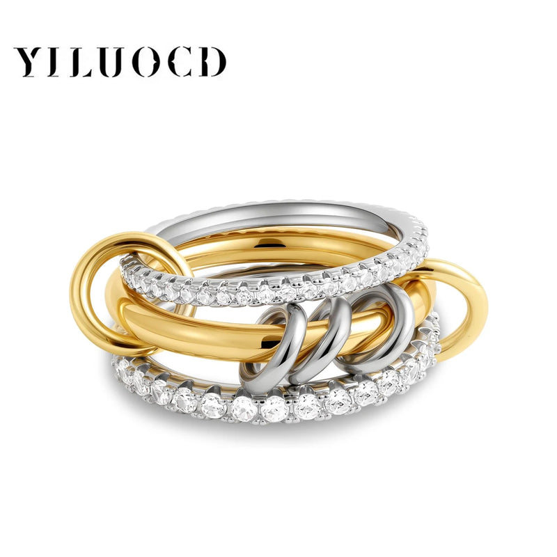Stainless Steel Cubic Zirconia Stackable Rings