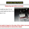 Diagram showing measurements for automatic gear purchase, including brake pedal width, accelerator pedal height, and width li