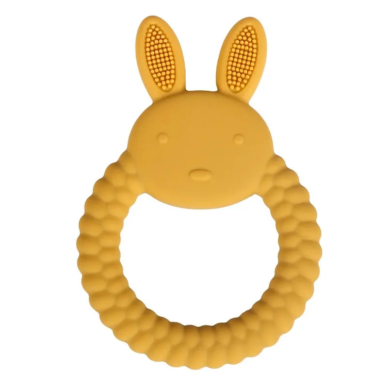 Baby Teething Gloves with Cartoon Bear Design