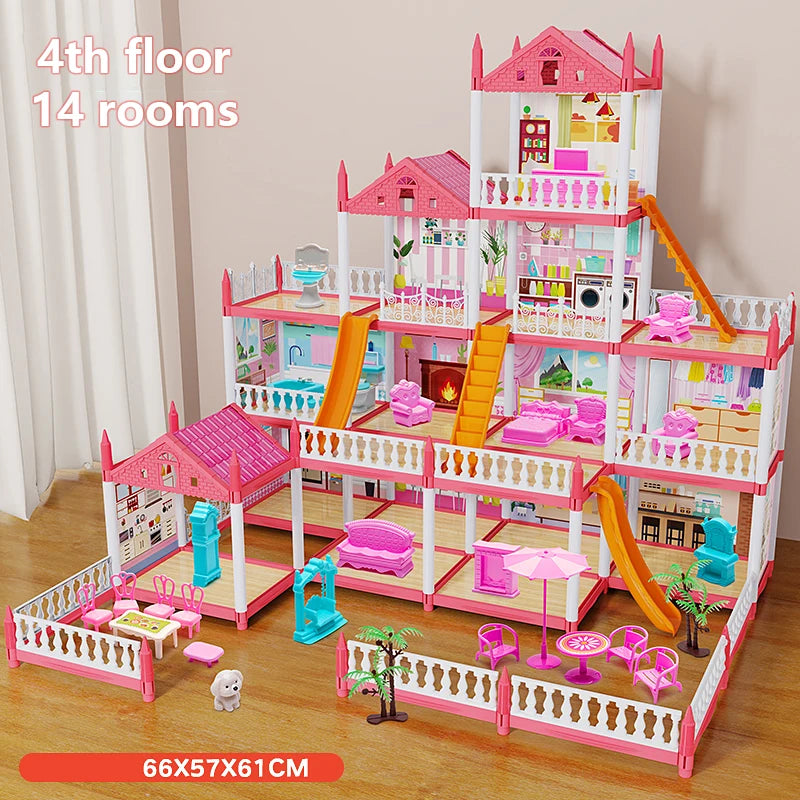 Enchanted Princess Castle DIY Dollhouse with LED Lights